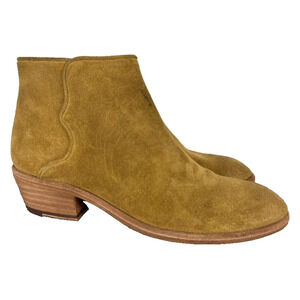 Frye Booties Women's 7M Tan Brown Western Suede Leather Carson Piping Boho